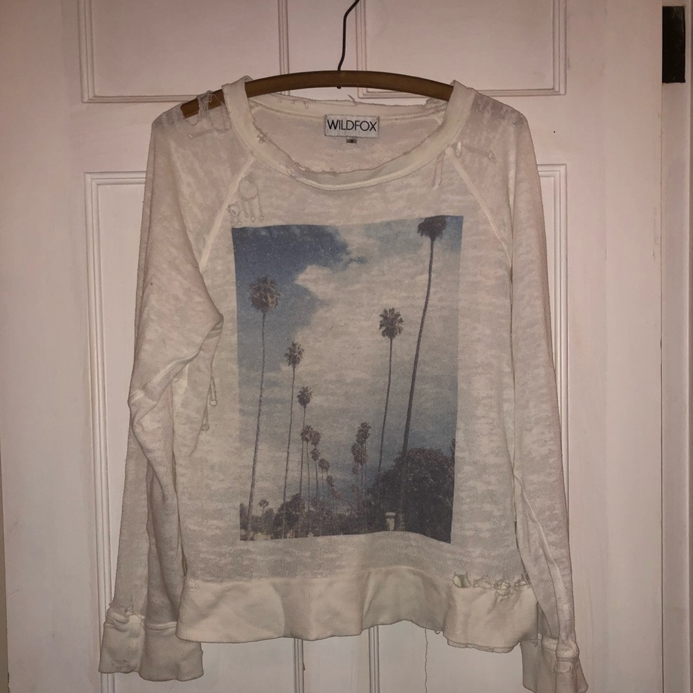 Wildfox Distressed Crew Neck